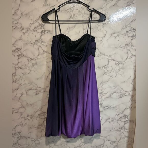 Xscape Joanna Chen Strapless Bubble Hem Purple Ombre Cocktail Formal Dress US 4 - Picture 5 of 5
